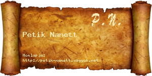 Petik Nanett névjegykártya